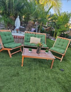 4pc Wood Patio Set/conversation Set/outdoor Furniture/Cash Only