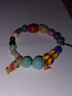 Vintage 

Handmade Glass beads sterling silver Healing Bracelet