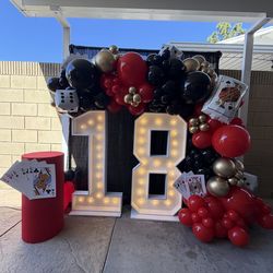 Marque Numbers, casino theme party decor, 18th birthday