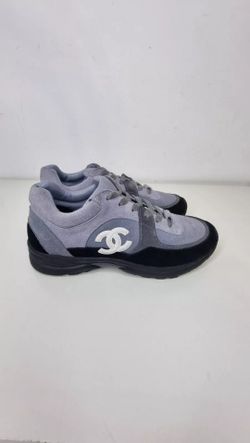 Auth CHANEL G33726 Gray Black White Suede Men's Trainers Sneakers Size 40 Italy 