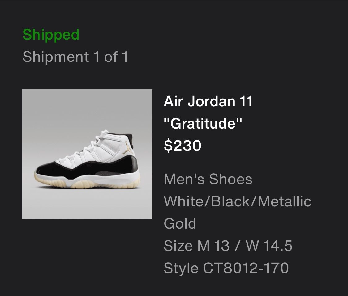 Air Jordan 11 Gratitude Size 13