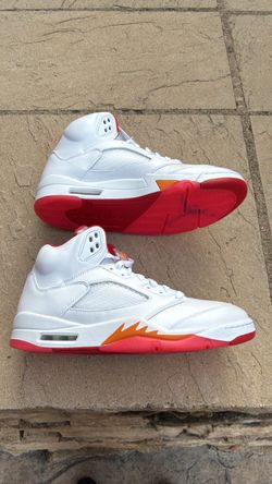 New Nike air Jordan 5 retro white sunset fire red shoes Women’s 12.5, Men’s 11