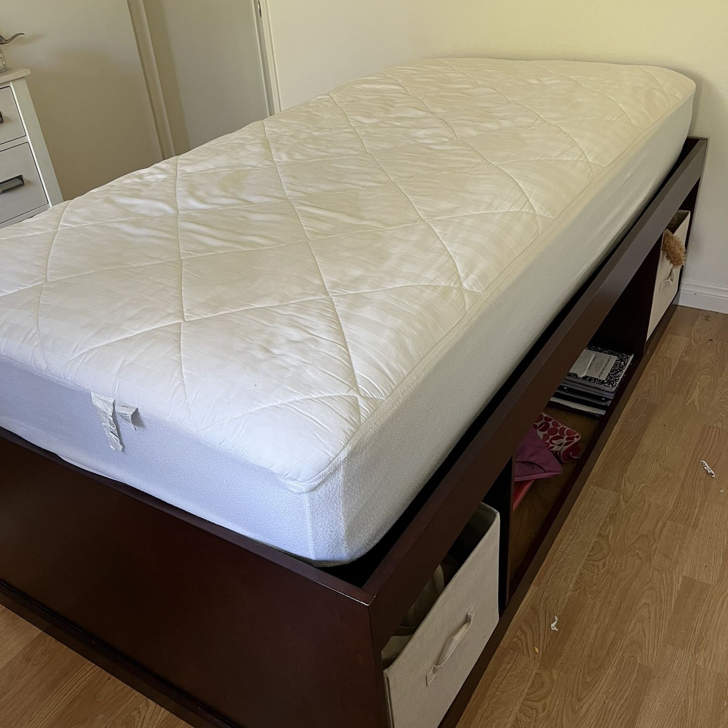 Twin Size Wood Storage Bed Frame