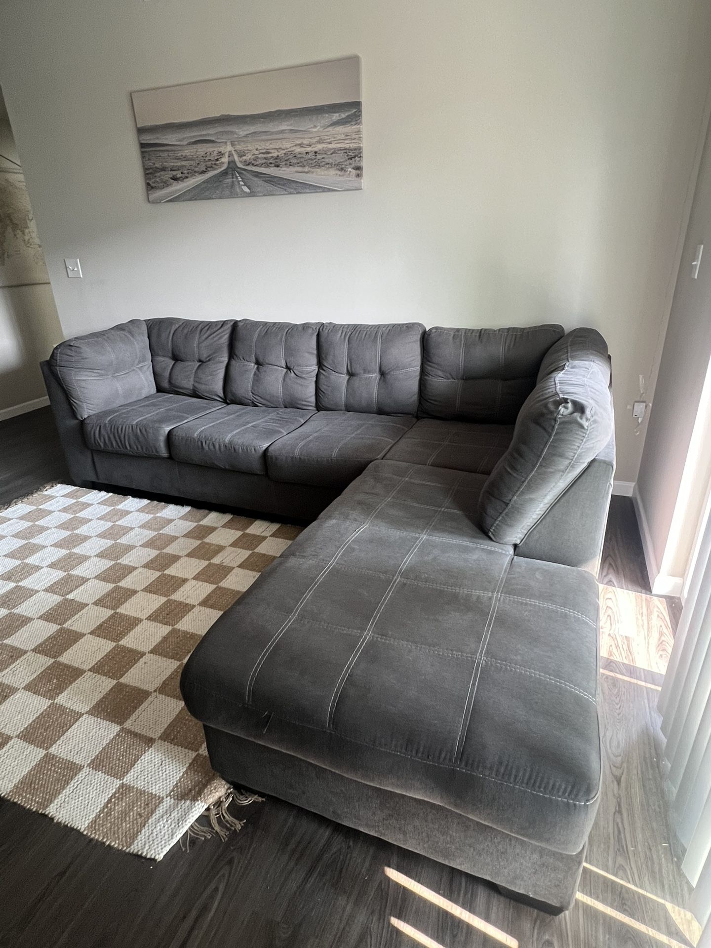 Large dark grey sectional sofa