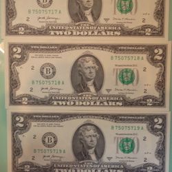 3. 2 DOLLAR BILLS SEQUENTIAL 