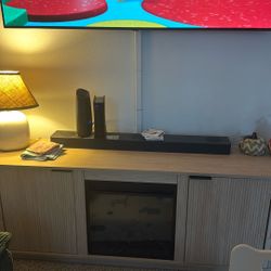 Mid century TV Stand With Fire Place 