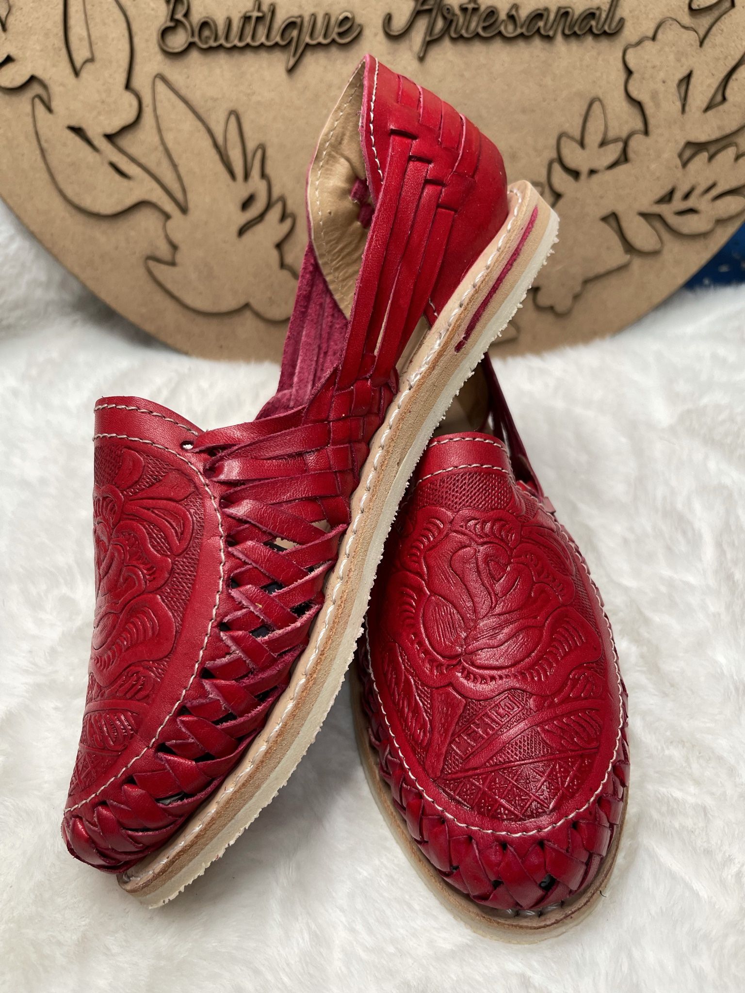 Huaraches Artesanal 100 Piel (rojo,negros , Tang
