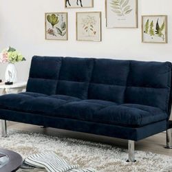 Brand New Navy Futon Sofa Converts Into Bed 