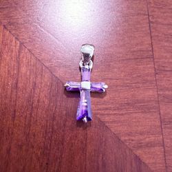 Purple Gemstone Christian Pendant Cross 