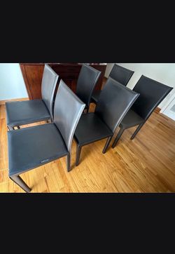 Maria Yee Italian Leather Set ( 6 ) Dining room Chairs Brown - Moving + Ready for pickup