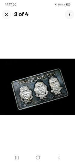 Silver .999 WATERGATE/ RICHARD NIXON 1973 SILVER BAR 3.8 OUNCE