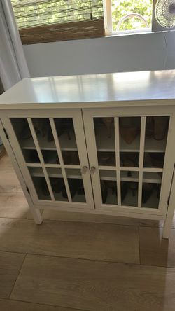 White glass door cabinet 32x14