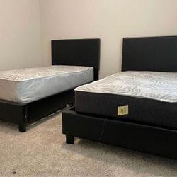 2 Twin Bed Frames With Mattresses $480