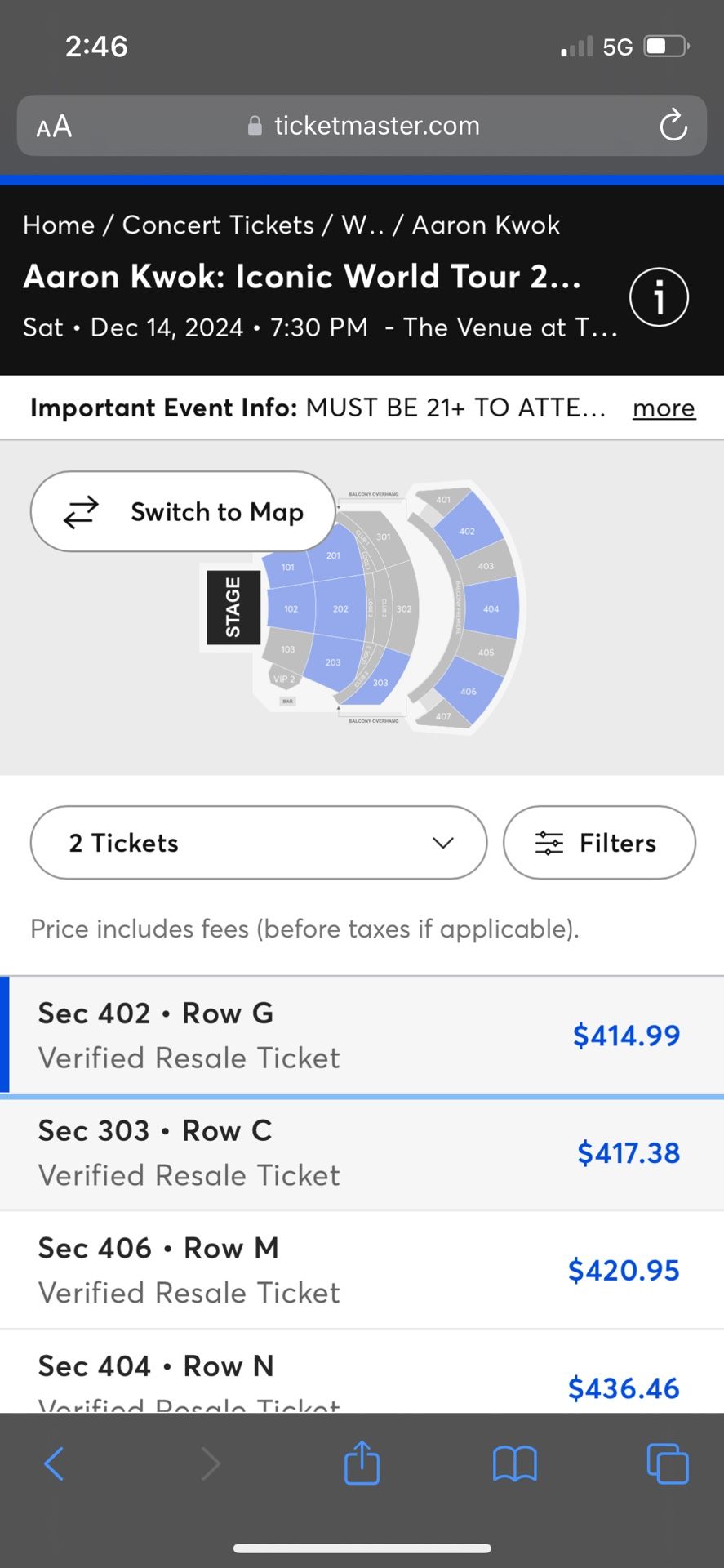 Aaron Kwok Tickets 