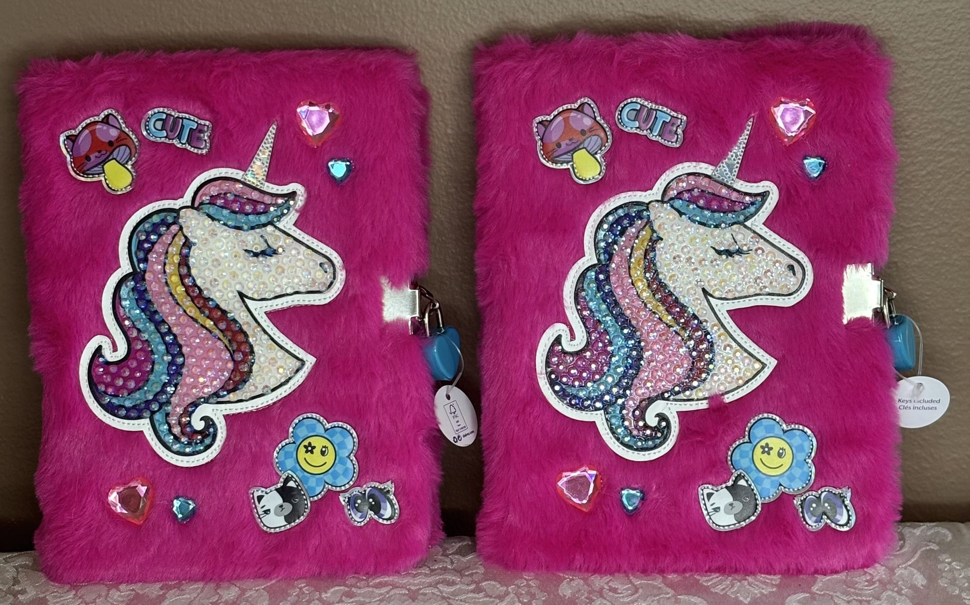 Claire's Unicorn Kids Writing Journal With Lock- Pink Fuzzy Cover-New W/Tags🟢Read FULL Description Below🟢