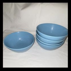 IKEA Blue Ceramic Bowls - Vintage- Set of 5, Round Glossy Finish, MPN 15199