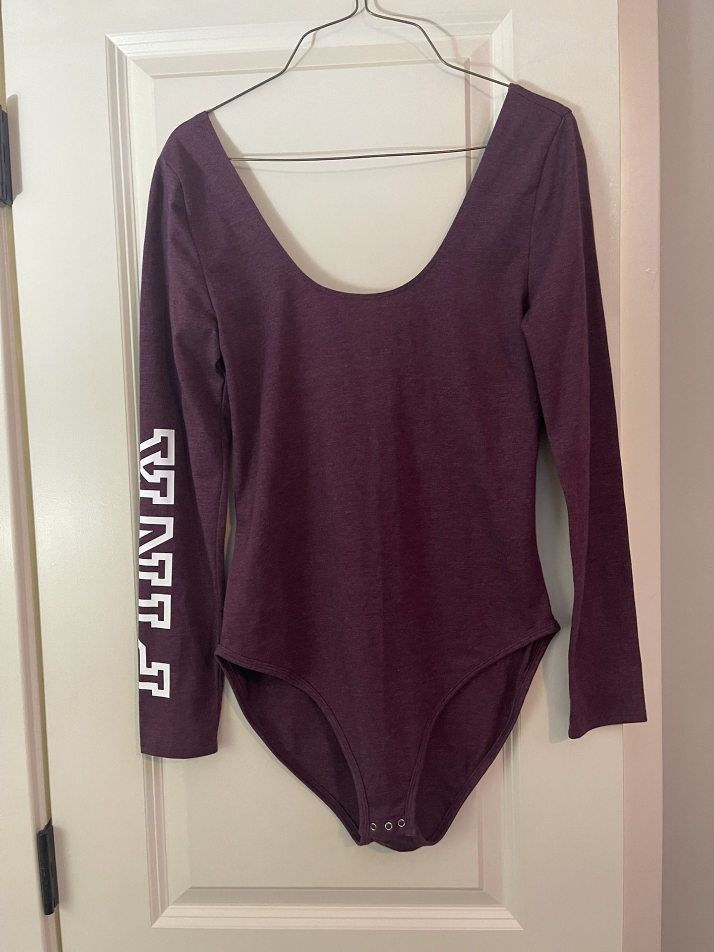 VS Pink Long Sleeve Bodysuit Top