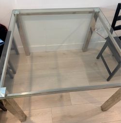 Square glass dining table