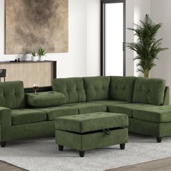Sectional Green + Ottoman ❤️