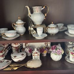 $150 Vintage Seyeii FINE CHINA Demitasse SET 1030 JAPAN WHITE & GOLD