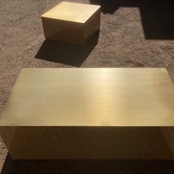 Modern Gold Brushed Top Coffee Table And End Table 