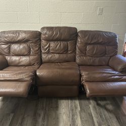 Brown Leather Couches Set