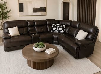 Beautiful Genuine Leather Power Reclining Sectional