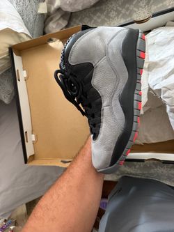 Air Jordan 10 Grey Black Red Sneakers