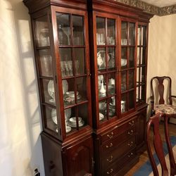 Dining Room Set Complete With Table, Chairs, China Cabinet, And Cabinet.