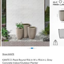 KANTE 3 -Pack Round 19.6-in W x 19.6-in L white or black Concrete Indoor/Outdoor Planter, we do wholesale also taking 1 pallet only $250 for15–20 pcs