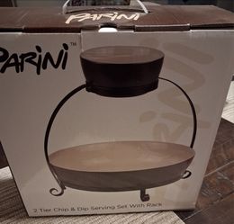Parini 2 Tier Chip & Dip Serving Set with Rack