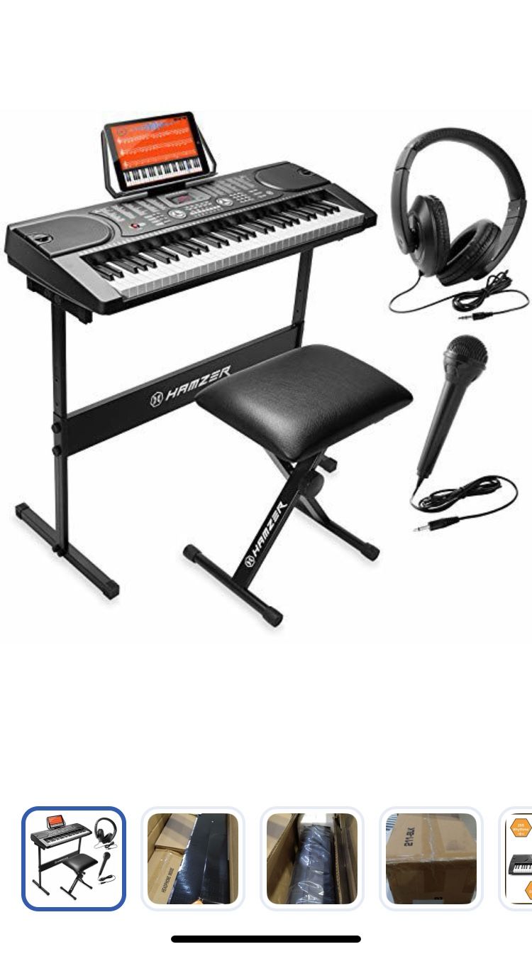πΉ For Sale: Hamzer 61-Key Electronic Keyboard Piano Set β Perfect for Beginners & Aspiring Musicians Includes Stand, Bench, Headphones, Microphone &
