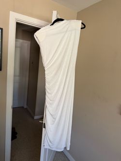 White Ruched Midi Dress