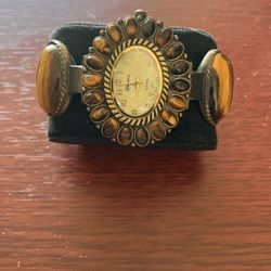 Women’s Tiger Eye Cuff Bracelet Geneva Platinum Watch