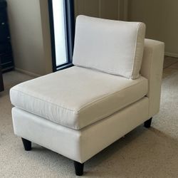 Like New Custom Made Cream Modern Armless Club Chair Performance Fabric Removable Covers Stylus Soleil