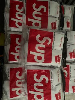 Supreme x Hanes Crew Socks (White/Red Box Logo)