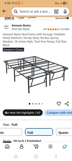 Amazon Basics Foldable Metal Bed Frame Full Size
