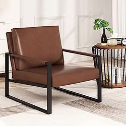 NEW in Box Brown Faux Leather Accent Chair  