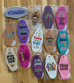 Homemade New UV DTF Teacher Hotel Style Keychain