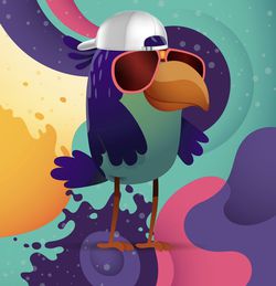 Purp Drippy Birdz Framed Art 8”x8” Thumbnail