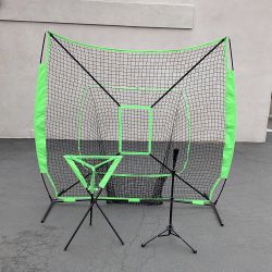 New $95 Baseball (3pc) Practice Set includes the 7x7’ Net Bow Frame, Ball Tee and Caddy Bag