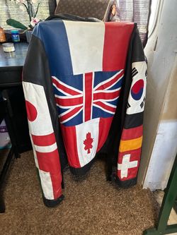 Vintage international flag leather bomber jacket