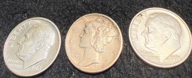Silver 90% Dimes. Lot of 3.   $20