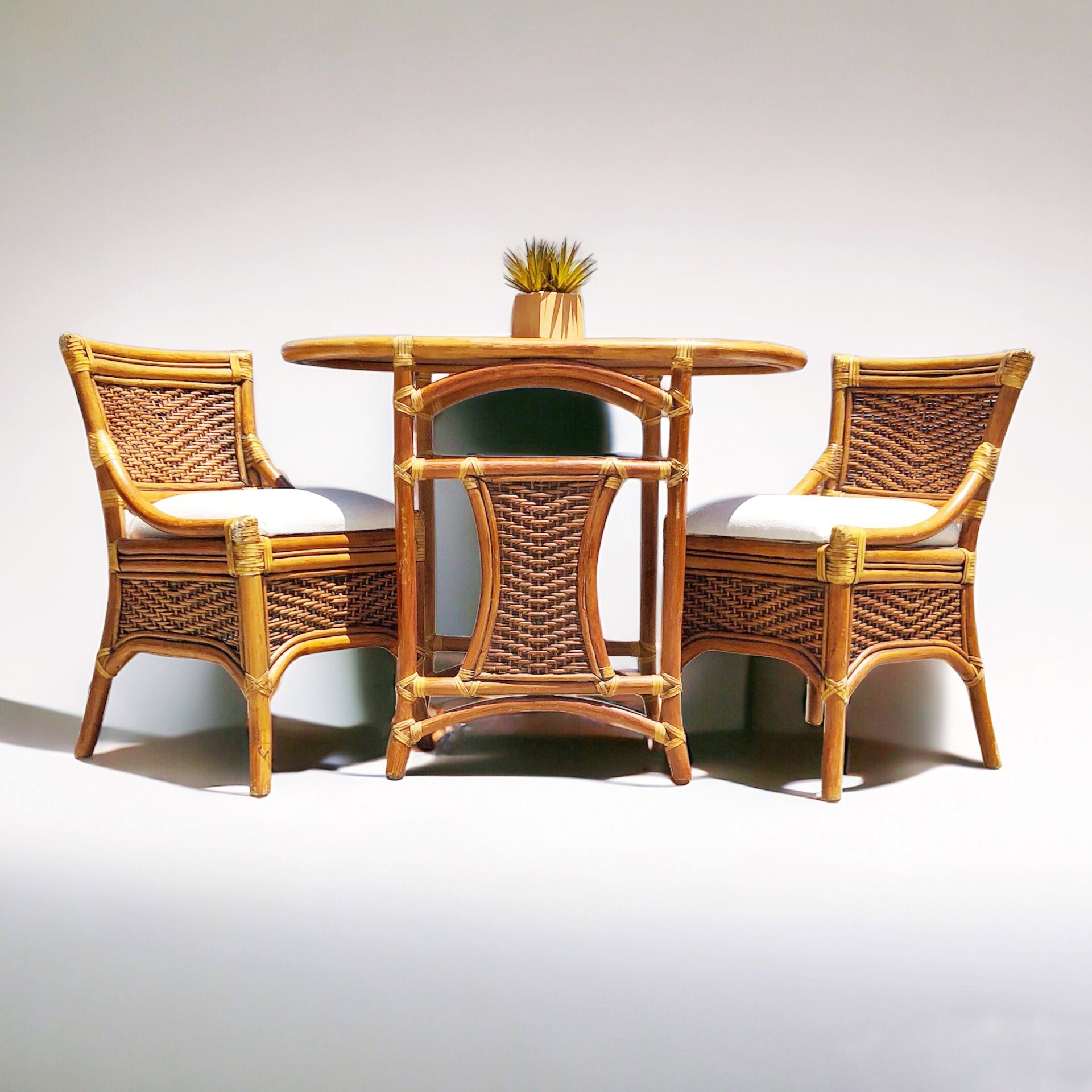 Vintage Rattan Bamboo Bistro “Honeymoon” Dining Set
