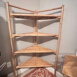 VINTAGE Boho Bamboo Corner Shelf 