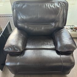 Genuine Leather Power Recliner W Charging Station