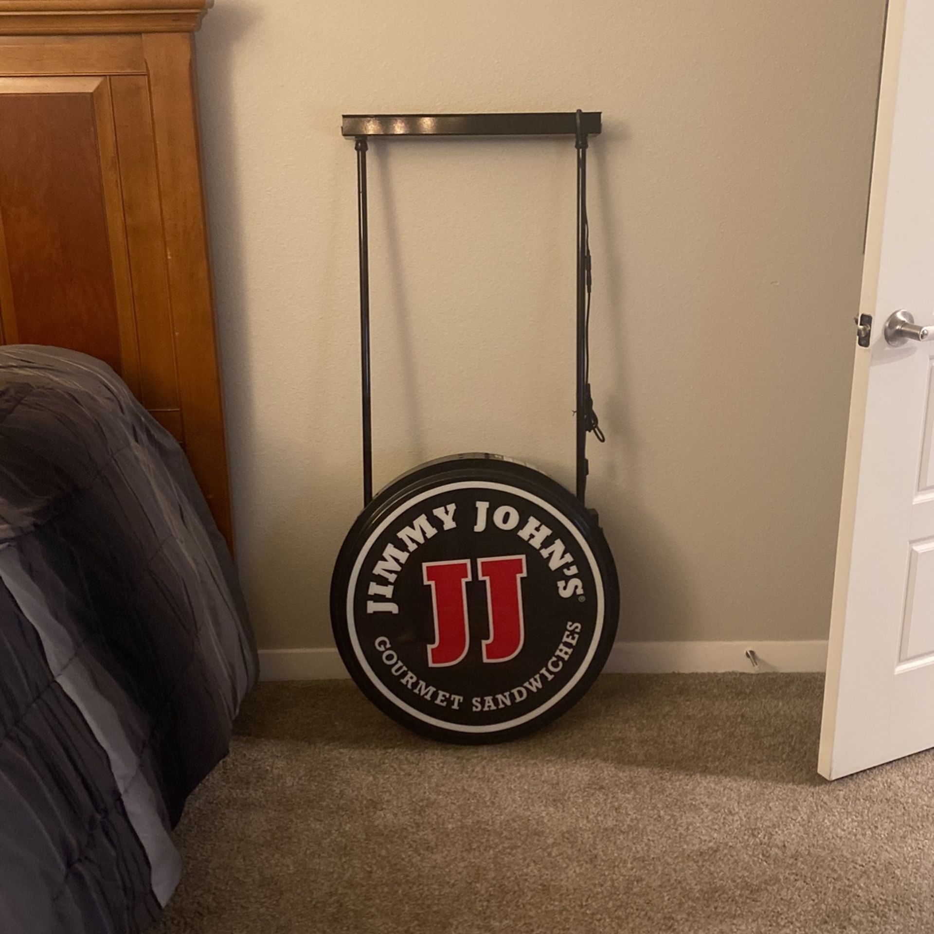 Large Authentic Jimmy Johns Ceiling Sign Light for Sale in