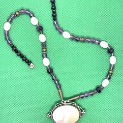 Sterling Mother Of Pearl Amethyst Necklace