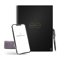 Rocketbook Core Reusable Spiral Notebook 6x8.8, Black Dotted Pages, App-Connected, Erasable.