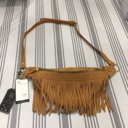 Brand New Brown Twig And Arrow Purse Sling Bag Fanny Pack 2 Zipper Adjustable Strap Fringe